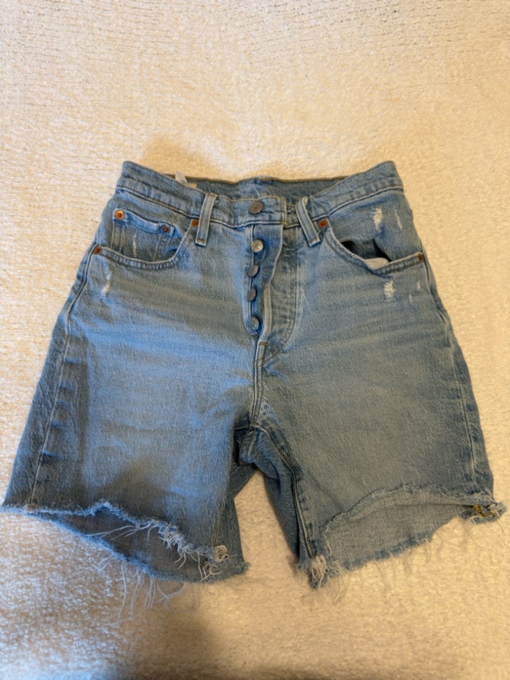 Levi's Light Blue Distressed Denim Cutoff Shorts
